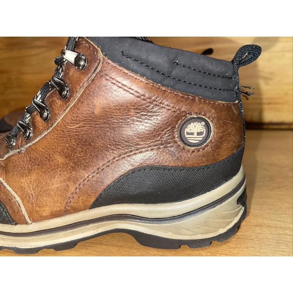 Timberland Boots Boy 2 Brown Leather Camping‎ Hiking School Outdoors Rugged
